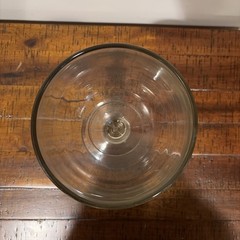 Vintage 1970s Heavy Clear Glass Round Candy Dish Compote Bowl 32 oz 8”