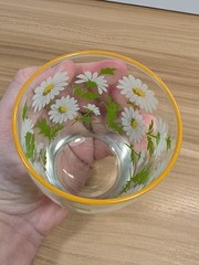 VTG Libbey Glass White Daisy Juice Glass Yellow Rim MCM Replacement