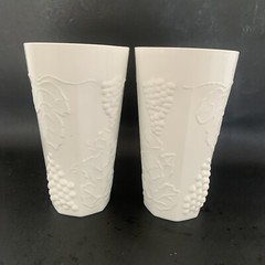MCM Harvest Paneled Grape Milk Glass Iced Tea Tumbler Indiana Vintage Cup