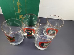 Richard Bishop golf-themed whiskey rocks glass set featuring Scottish courses…