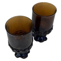 Vintage Iridescent Amber Drinking Goblets