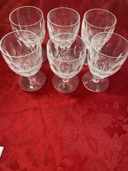 6 Waterford Cut Crystal Glasses Ireland Wine Glasses Colleen Short Stem 5 1/4in”