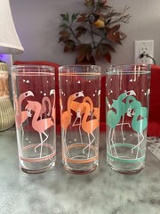 Vintage Libbey Pink Orange Blue Flamingo Drinking Glass (1) **COLOR CHOICE**