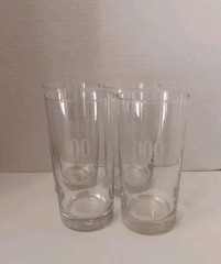 Set of 4 Avon 100 Clear Drinking Glasses Frosted Lettering