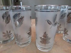 Libbey Hostess set of 8 SILVER WOODLAND PATTERN 15.5 oz Glasses Tumblers w/ Box