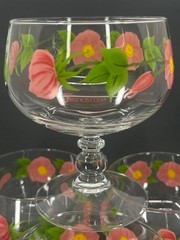 Set of 4 FRANCISCAN DESERT ROSE Stemmed Parfait Glasses – FRANCE 5.5″H Rare Vtg