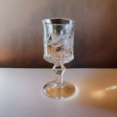 Vintage Liqueur Cordial Glass Small Stem Etched Leaf Detail 3.75″ Tall