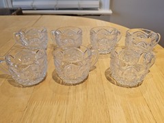 Whirling Star Clear by Imperial Glass (Ohio) Smooth Handle Punch Cup – Set of 7