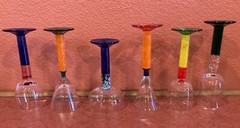 Colorful Post Modern Art Glass Artist Signed European Czech Flute Glasses (10)