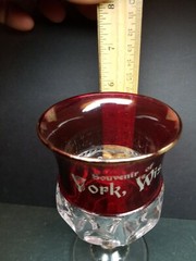 Rare EAPG Souvenir Ruby Red Flash Glass York WI Wis Wisconsin Green Jackson Co