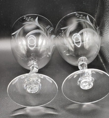 Fostoria Crystal Gray Cut Spring Pattern Water Goblet – set of 2
