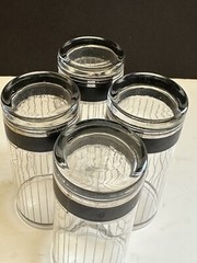 4 MCM Culver Devon Black Highball Tumbler Glasses Vtg Silver 6.25” 14oz Signed