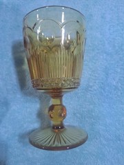 vintage glass goblet Bartlett-Collins Manhattan pattern in amber