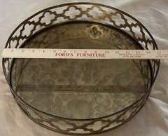 Culver Piza Roly Poly Glasses Set 8 Gold MCM Barware w Antiqued Mirrored Tray