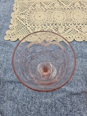 Vintage Tiffin Franciscan May Pink Glass Goblets 7″ Etched Floral Panel Set of 2
