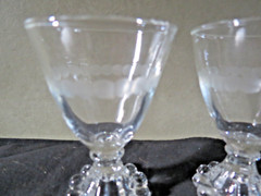 3 Anchor Hocking Boopie circle etched liquor cocktail goblets