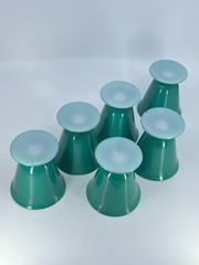 Set of 6 Hazel Atlas SIERRA OVIDE PLATONITE Turquoise 6oz Tumblers Sherbet VTG