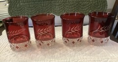 HTF Flint Glass Pillow Encircled / Midway #857 Ruby EAPG Tumblers – Set Of 4
