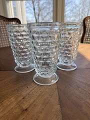 (1) Indiana Glass Whitehall Cubist Clear Footed Tumbler Iced Tea Glass 10oz