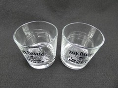 Jack Daniels «Tennessee Honey» Lowball Whiskey Glasses -Honey Bee Logo- Set of 2