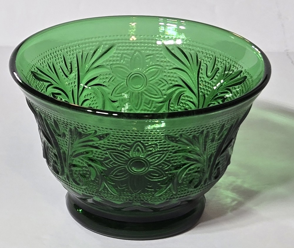 Anchor Hocking Custard Cup – Forest Green Sandwich Pattern