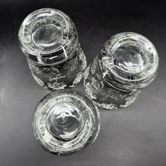Set of 3 Laura Glassworks Daisy Floral 4″ Double Old Fashioned Whiskey Tumblers