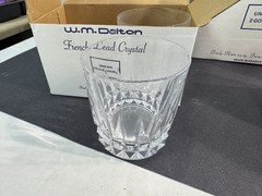 W. M. Dalton French Lead Crystal Boxed Wine Goblet Cordial Old Fashioned Glasses