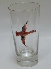 Vintage Game Bird 10 GameBird Highball Glasses 3D Gold Rims Hunting Lodge Decor