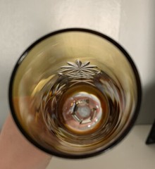 Vintage Cut To Clear Bohemian Amber Color Flute Champagne Made In Germany