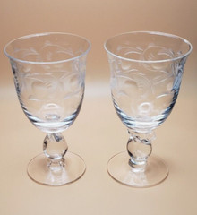 Heisey Glass Lariat Claret Wine Glass with Moonglo Cutting – set of 2