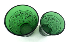 Set of 8 Anchor Hocking Green Sandwich Small Juice Tumblers 2-size 4 oz & 8 oz