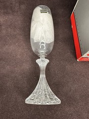 Mikasa Crystal THE RITZ 8.5” Elegant Champagne Flute Ribbed Stem – Set of 4