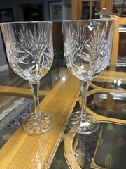 Set of 2 Fifth Ave PORTICO Water/Wine Goblets 24% Lead Crystal 8″