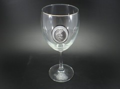 Wine Glass Set of 2 Pewter Kokopelli Emblem Silver Rim Southwest