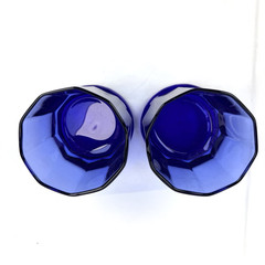 Vtg Anchor Hocking Cobalt Blue 10 Panel Essex Short Tumbler Glasses Set 2 3.5»