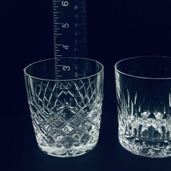 Vtg Crystal Double Old Fashioned Glasses Mismatched Heavy SOLID Set Of 2 Mixed