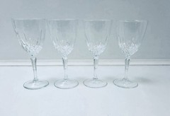 Vintage Luminarc Diamant Crystal Wine Glasses Sunburst Pattern Set of 4