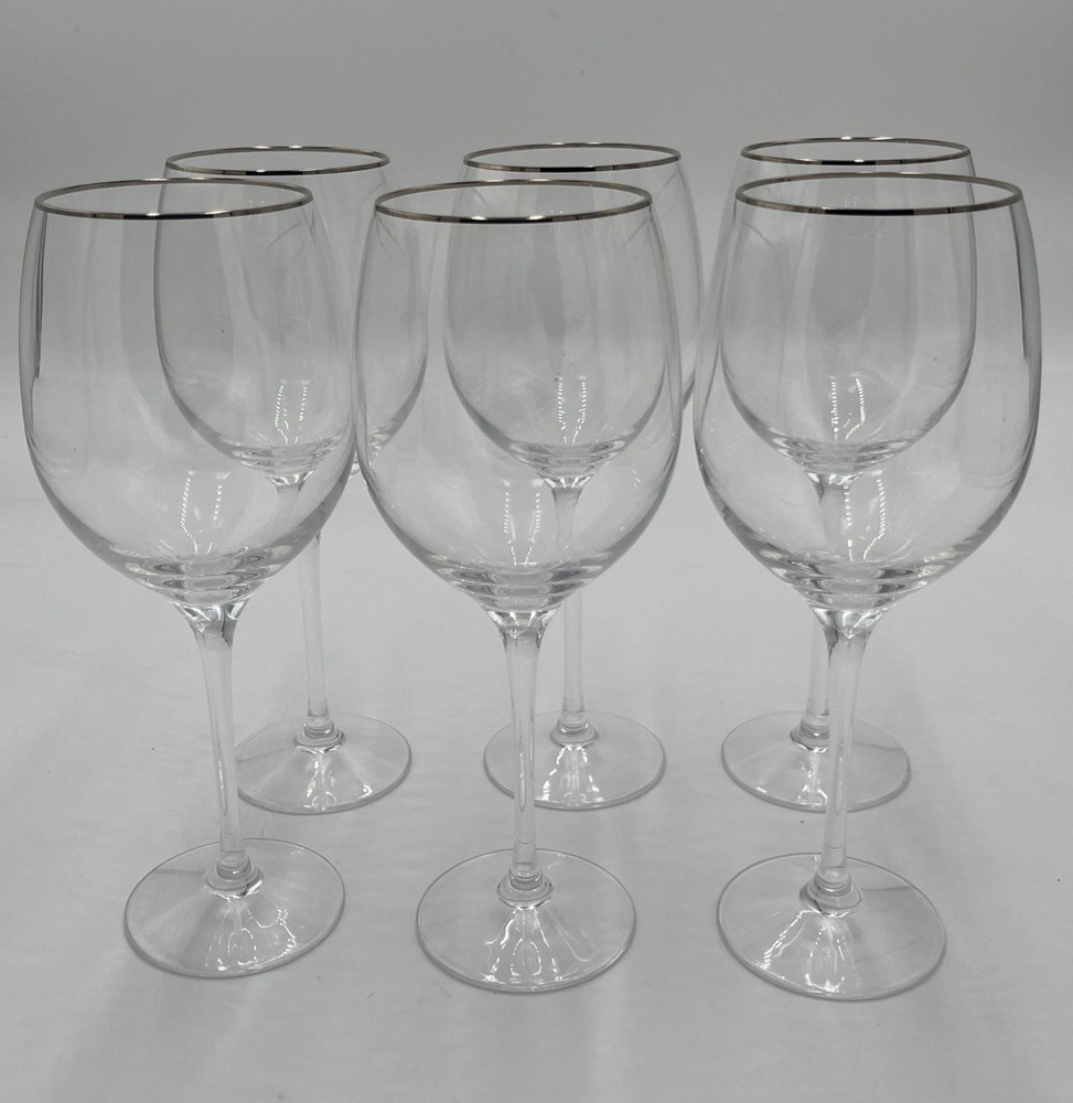 Set Of 6 Gorgeous Lenox Solitaire Platinum Signature Water Iced Tea Goblets EUC