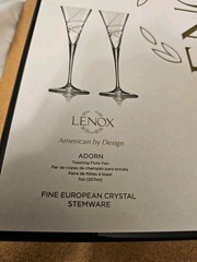 Lenox Adorn Champagne Toasting Flutes Set of 2 Crystal Glasses Boxed 7oz NEW