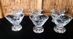 Set of 6 Unique Cut Crystal Mini Stemware / Cordial Liquor Glasses / 2 1/4″