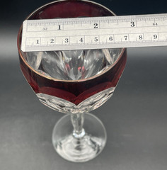 VTG Lausitzer LA16 Ruby Cut to Clear Crystal Hock Wine Glasses 8” Set of 3