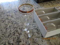 Versailles Crystal stemware wine glasses decorated in 24 k gold set of 6 NIB
