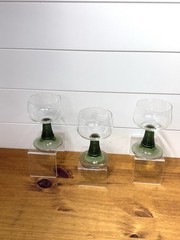 Set 3 Cristal d’Arques Durand Green Beehive Roemer Wine Glass / Goblet MCM