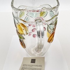 Mikasa Garden Harvest Clear Glass Pitcher 1.75 Qt 9″ Embossed Fruit Germany