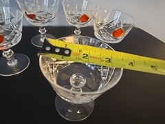 Champagne / Tall Sherbet Glasses (6) by Ajka Csopak Pinwheel / Fan Pattern NEW