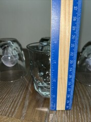 Set 4 Vintage Heavy Bottom 12oz Rocks Glass Textured Panel Barware Lowball