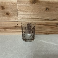 Morgan Signed 5 Double Old Fashion Whiskey Tumblers Etched Giraffe Motif