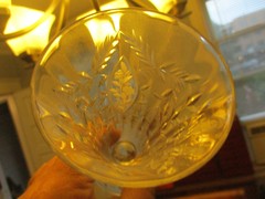 4 Antique Libbey Elegant Glass Etched Floral Leaf Panel Optic Juice Goblets