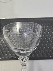 Vintage Unmarked Etched Floral Champagne Glasses Set Of 4 Clear Column Stem