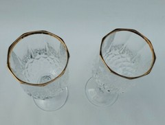 Longchamp Gold Rim Glasses Cristal D’arques-Durand Set Of 2 Wine Water Goblets